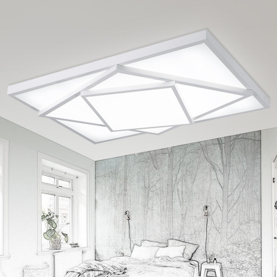 White Rectangular LED Lighting Fixture Modernism Minimalist Acrylic Flush Mount for Living Room