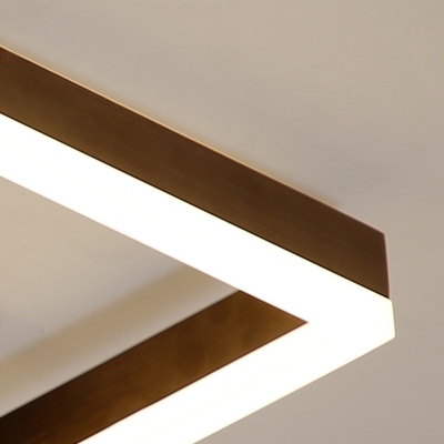 2 Trapezoid Frame Flush Light Nordic Burnished Aluminum LED Ceiling Flush Mount in Coffee