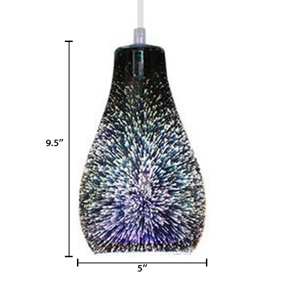 3D Stained Glass Gourd Hanging Lamp with Meteor Shower Modernism 1 Bulb Decorative Pendant Lamp