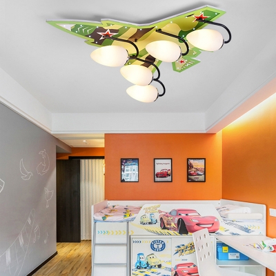 Blue/Green Aircraft Flush Light Fixture Acrylic 5 Lights Lighting Fixture for Baby Kids Room
