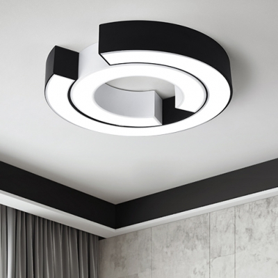 C Shape Lighting Fixture Modernism Concise Metal Surface Mount LED Light in Black for Corridor