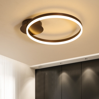 Circular Ring LED Ceiling Fixture Contemporary Minimalist Metal Flush Light in White/Warm