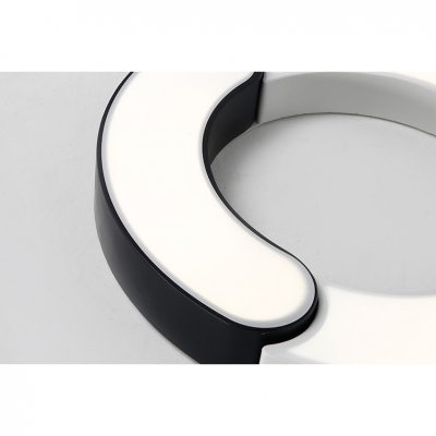 Donut Shape LED Flush Mount with Acrylic Shade Modern Design Lighting Fixture in Black and White