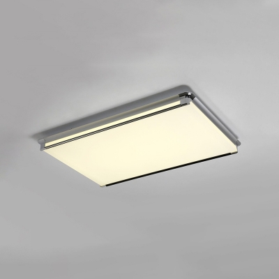 Metal Rectangle Ceiling Lamp Modern Design LED Flush Light Fixture in Silver for Corridor