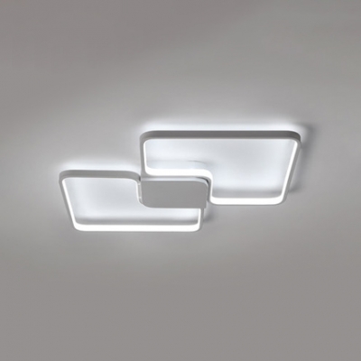 Modern Fashion Ultrathin Flush Mount Light Metal 2 Lights LED Flush Light in White for Bedroom