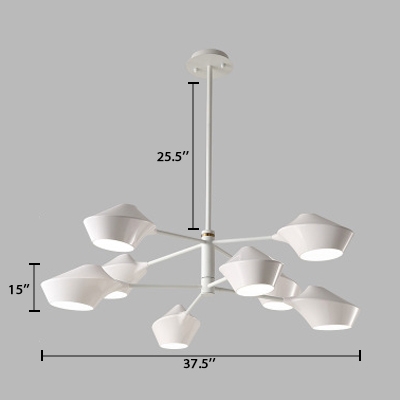 Modernism 2 Tiers Sputnik Chandelier with Plastic Shade 8 Lights Art Deco Hanging Lamp in White