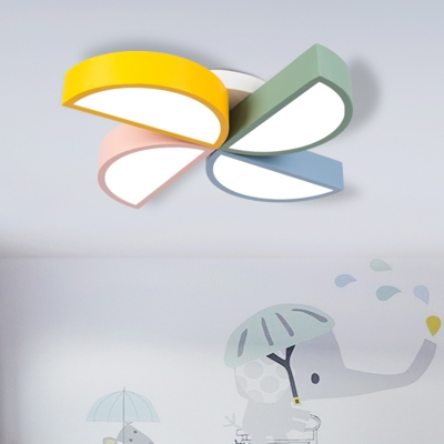 Multicolored Windmill Flush Light Metallic LED Ceiling Lamp for Children Bedroom