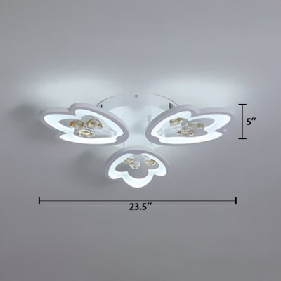 Nordic Round Canopy Lighting Fixture with Crystal Bead Metal 3/5 Heads Ceiling Lamp for Bedroom