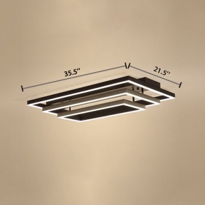 Tiered LED Flush Mount with 3 Rectangle Frame Nordic Style Metal Ceiling Lamp in Neutral