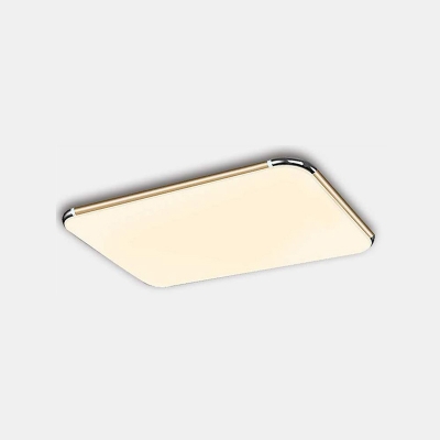 Ultra Thin Rectangle Flush Mount Contemporary Concise LED Ceiling Light with Gold Metal Frame