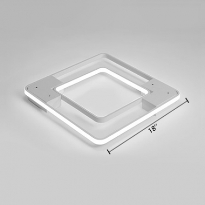 White 2 Square Frame Flush Light Contemporary Metal LED Flushmount for Sitting Room Bedroom