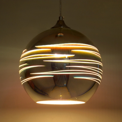 1 Light Globe Hanging Light Modern Fashion 3D Glass Shade Pendant Lamp for Bar Counter Restaurant