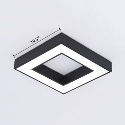 Acrylic LED Ceiling Fixture with Black Square Shade Concise Flushmount for Corridor