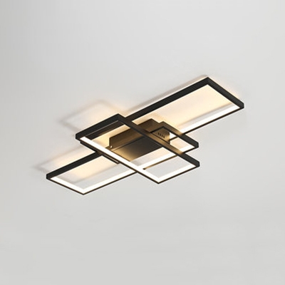 Black 3 Rectangle Frame Flush Light Nordic Style Metal LED Ceiling Light for Dining Room