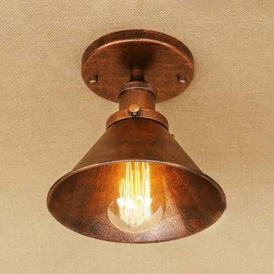 Centennial Rust Tapered Surface Mount Light Retro Style Metal Single Head Mini Ceiling Lamp for Foyer Porch