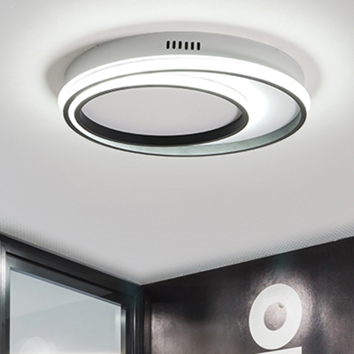 Circular Ring Flush Light Simple Concise Metal 2/3/4/5 Lights LED Ceiling Light in Black