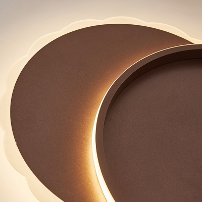 Coffee Halo Ring LED Ceiling Lamp with Scalloped Edge Modernism Acrylic Flush Mount Light