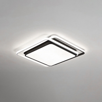 Contemporary Geometric Pattern Flushmount Acrylic LED Ceiling Light in Black for Staircase