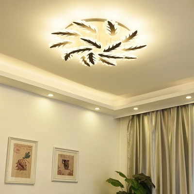 Leaves Design 2 Tiers Lighting Fixture Modernism Acrylic Home Decor LED Semi Flush Light Fixture
