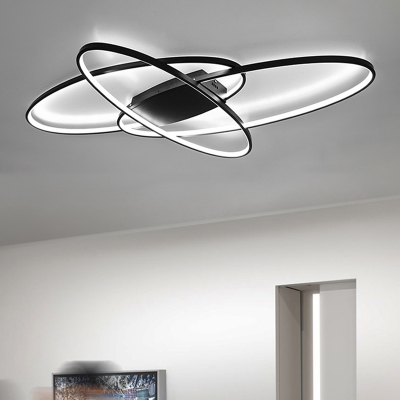 Metallic Ellipse LED Ceiling Lamp Minimalist Flush Light in Third Gear for Coffee Shop