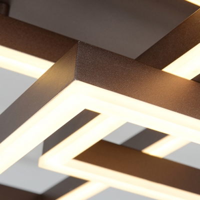 Metallic Geometric Pattern Ceiling Flush Mount Minimalist Energy Saving LED Flush Light in Brown