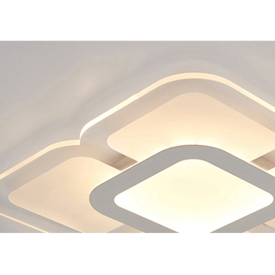 Metallic Octagon Ceiling Lamp Contemporary Concise LED Indoor Lighting Fixture in White