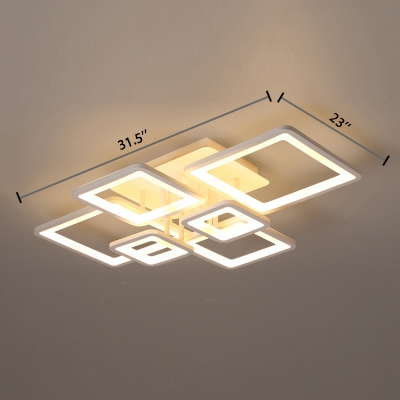 Nordic Style Ultrathin Semi Flush Mount with 4/6/8/10 Square Frame Acrylic LED Semi Flush Light