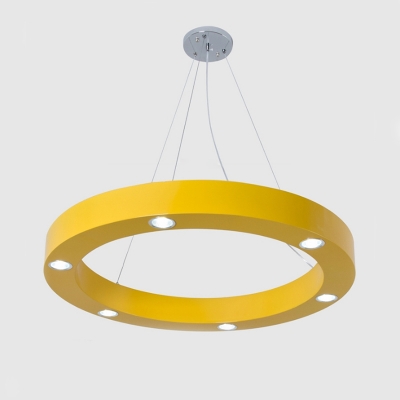 Ring Shape 6-LED Flush Ceiling Light Orange/Yellow Metal Ceiling Lamp for Corridor