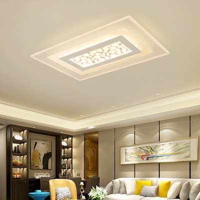 Super Thin Rectangle Ceiling Lamp Modern Chic Acrylic Surface Mount Led Light In White For Living Room Beautifulhalo Com - Ceiling Lights Living Room Led