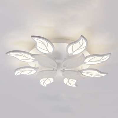 Tiered LED Ceiling Light with Leaf Design Modernism Acrylic Multi Light Indoor Lighting Fixture in White