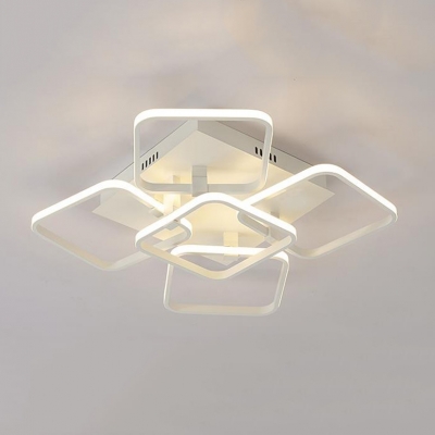 Ultra Thin LED Ceiling Fixture with 5 Square Frame Contemporary Metal Semi Flushmount in Warm/White
