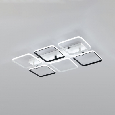 Ultrathin Square Semi Flushmount Nordic Style Acrylic 2/4/6/9 Heads LED Ceiling Light in Warm/White