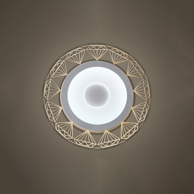 Acrylic Disc Surface Mount Ceiling Light with Diamond Pattern Concise LED Flushmount in Warm/White