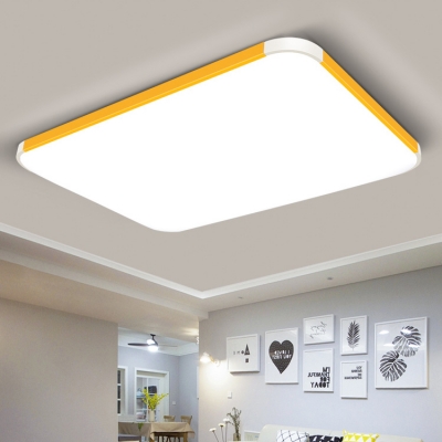 Acrylic Ultra Thin Flush Mount with Rectangle Nordic Macaron LED Ceiling Light for Sitting Room