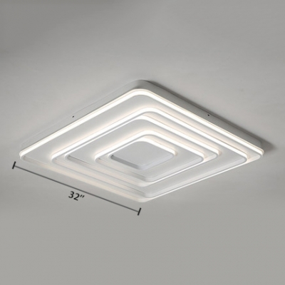 Aluminum Square Canopy Ceiling Light Contemporary LED Flush Light in White for Living Room