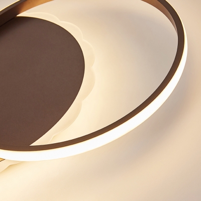 Coffee Halo Ring LED Ceiling Lamp with Scalloped Edge Modernism Acrylic Flush Mount Light
