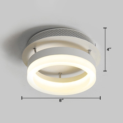 Contemporary Circle Ceiling Light Acrylic Shade LED Semi Flush Mount in Warm/White for Foyer