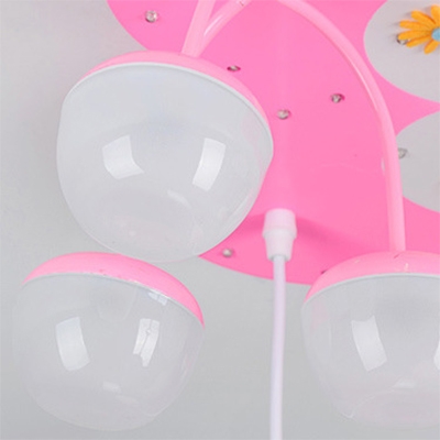 Floral Ceiling Light with Pink Hot Air Balloon Girls Bedroom Metal 9 Lights Semi Flush Mount