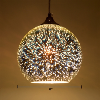 Global Hanging Lamp with Meteor Shower Design Contemporary 3D Colored Glass 1 Head Suspension Light