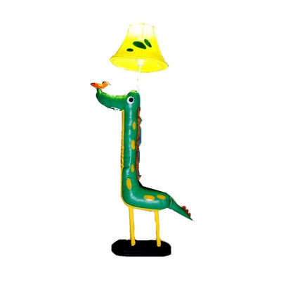 Green Dinosaur Floor Lamp Fabric Single Light Decorative Standing Light for Kindergarten