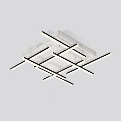 Metallic Crossed Lines Semi Flush Mount Modern Chic Multi Lights LED Ceiling Light in Warm/White