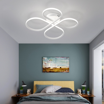 Minimalist Twist LED Ceiling Lamp Plastic Semi Flush Light Fixture in Warm/White/Neutral