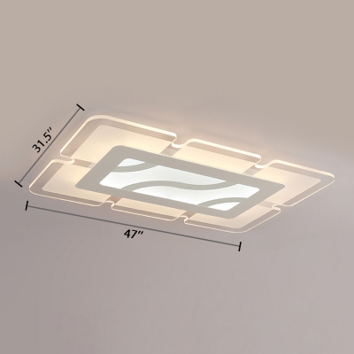Modern Chic Rectangular Flushmount Acrylic Surface Mount LED Light in White for Office Sitting Room