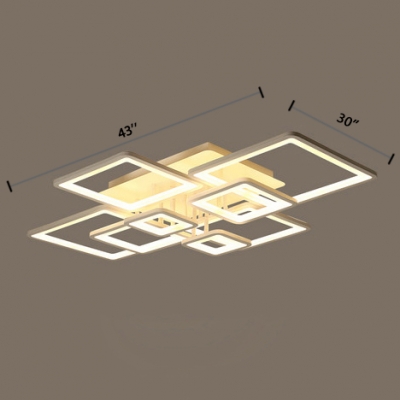 Nordic Style Ultrathin Semi Flush Mount with 4/6/8/10 Square Frame Acrylic LED Semi Flush Light