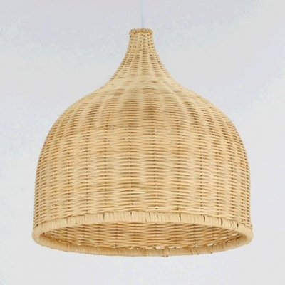 Rattan Bell Hanging Light Nordic Style 1 Light Hanging Lamp in Beige for Dining Room