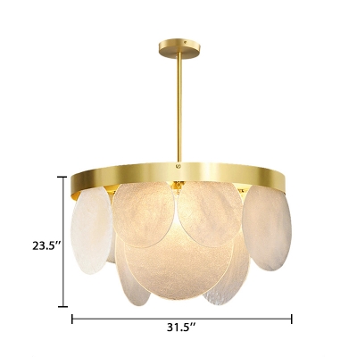 Ring Chandelier Lamp Nordic Style Modern Seeded Glass 4/6/8 Lights Hanging Light in Gold