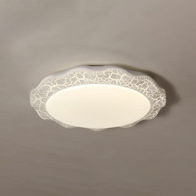 Scalloped Flush Light with Crack Pattern Contemporary Acrylic LED Flush Mount Light in Warm/White