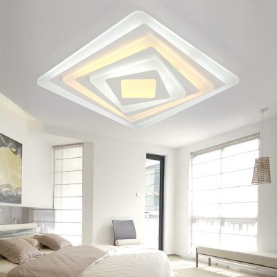 Simple Concise Multi-Layer Ceiling Fixture with Square Acrylic Shade LED Flush Mount in Warm/White