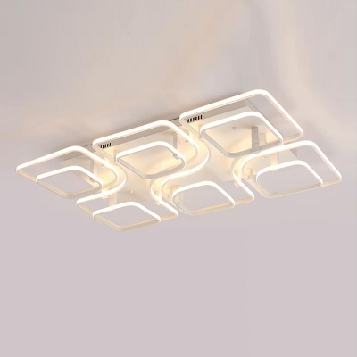 Super-thin Ceiling Fixture with Geometric Pattern Post Modern Acrylic 12-LED Semi Flush Light