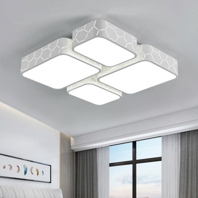 White Oblong LED Ceiling Lamp with Acrylic Shade Minimalist Nordic Decorative Indoor Lighting Fixture
